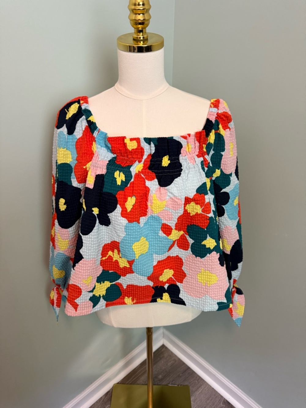 Nordstrom x Cristina Martinez Poet Top in Blue Floral Smudge